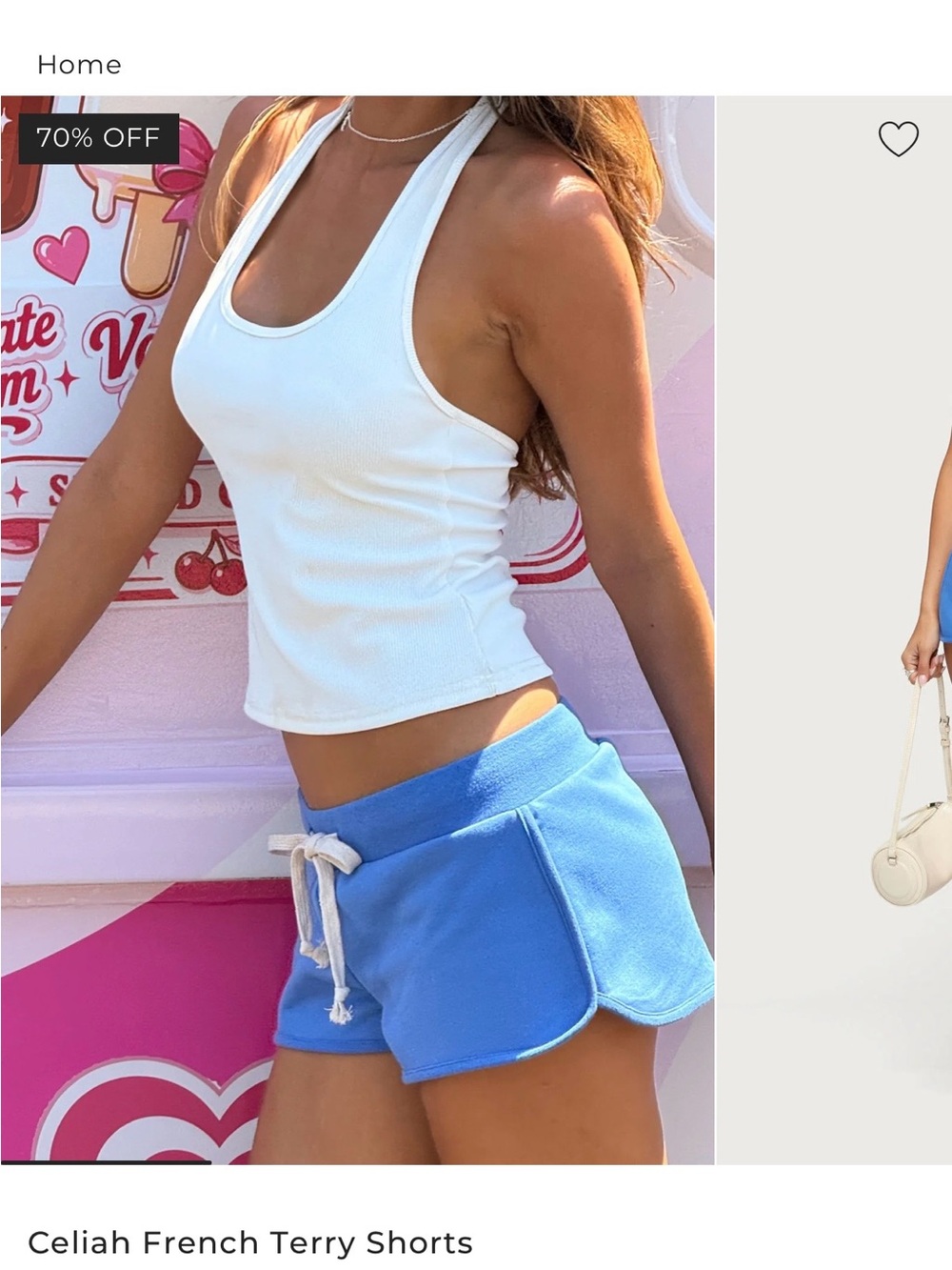 Edikted Blue Athletic French Terry Drawstring Shorts